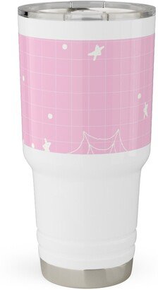 Travel Mugs: Pastel Halloween Web And Spider - Pink Travel Tumbler, 30Oz, Pink