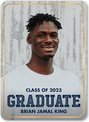 Graduation Announcements: Studious Frame Graduation Announcement, Blue, 5X7, Standard Smooth Cardstock, Rounded