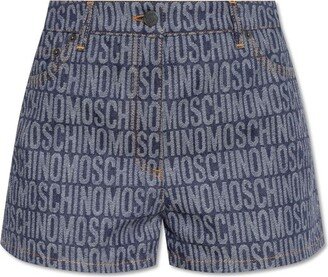 All-Over Logo Jacquard Denim Shorts