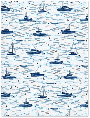 Journals: Harbor Boats - White Journal, Blue