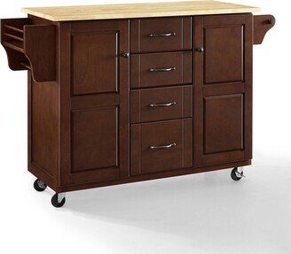 Eleanor Wood Top Kitchen Cart Mahogany/Natural