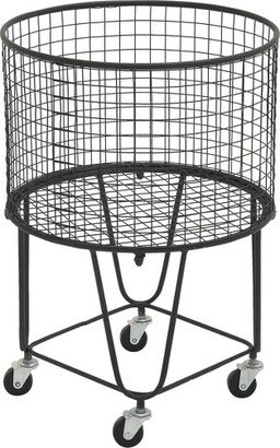 Industrial Metal Storage Cart Round Black