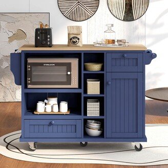 Kitchen Island Cart with Storage Cabinet,Blue