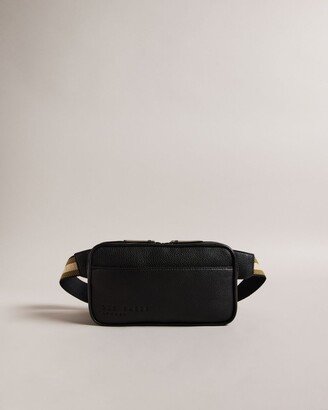 Faux Leather Webbing Belt Bag in Black