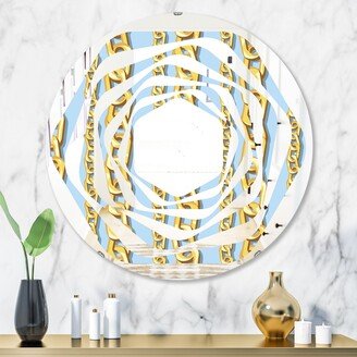 Designart 'Gold Chain Pattern' Printed Modern Round or Oval Wall Mirror - Whirl