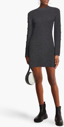 Embellished ribbed wool and cashmere-blend mini dress