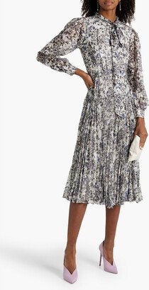 Mikael Aghal Pleated printed fil coupé chiffon midi dress