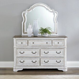 Magnolia Manor Antique White Weathered Bark Opt Dresser & Mirror