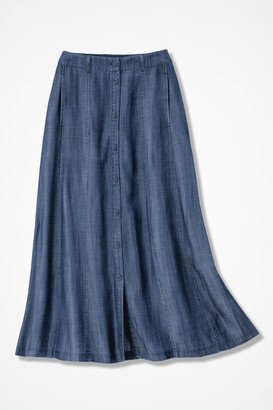 Women's Button-Front Tencel Maxi Skirt - Medium Wash - 12P - Petite Size