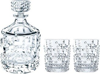 Punk Crystal Glass Decanter and 2 Whiskey Tumblers, Set of 3,26 oz.