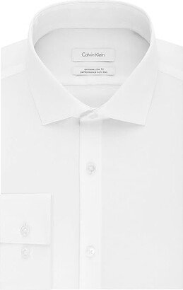 Men's Dress Shirt Xtreme Slim Fit Non Iron Herringbone (White) Men's Long Sleeve Button Up