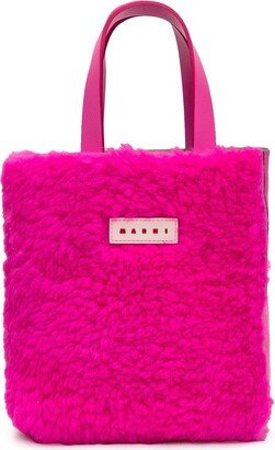 Shearling Logo Patch Tote Bag-AA