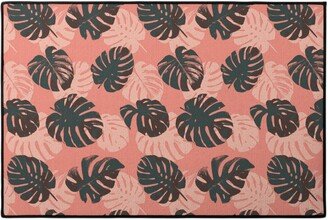 Door Mats: Monstera Leaves - Calypso Door Mat, Pink