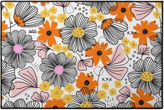 Door Mats: Line Art Florals - Multi Door Mat, Multicolor