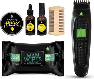 Ultimate Grooming Kit: Rechargeable Men's Shaver, Beard Care Set, and Man Wipes Bundle