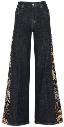 Floral-Panelled Jeans-AA