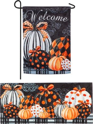 Elegant Pattern Pumpkins Garden Suede Flag and Sassafras Mat Set - Multi-Color