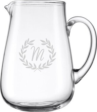 Glass Pitcher With Monogram - Water Pitcher- Personalized Pitcher Rounded Etched Glass