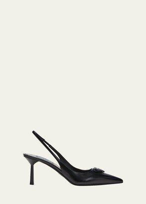 Leather Padded Logo Slingback Pumps