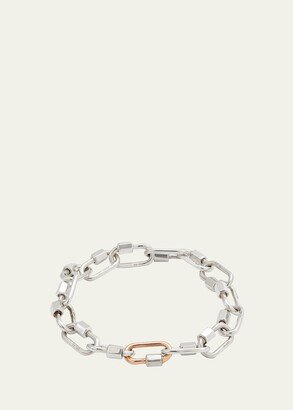 Sterling Silver and Rose Gold Lock Chain Bracelet