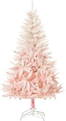 HOMCOM 7ft Unlit Spruce Artificial Christmas Tree with Realistic Branches and 1000 Tips, Pink