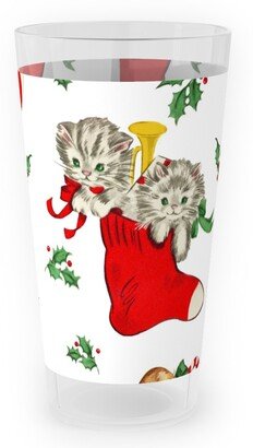 Outdoor Pint Glasses: Vintage Christmas Kittens And Puppies Outdoor Pint Glass, Multicolor