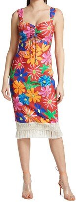 Aster Fringe Trim Midi-Dress