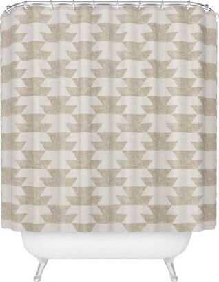 Little Arrow Design Co Boho Geometric Shower Curtain Beige