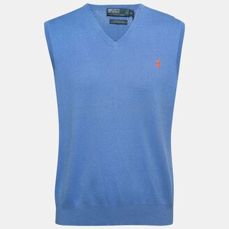 Blue Cotton Knit Sweater Vest XL