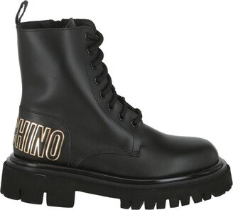 Logo Leather Combat Boots