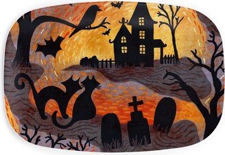 Serving Platters: Spooky Halloween Haunts Serving Platter, Multicolor