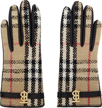 Black & Beige Vintage Check Gloves