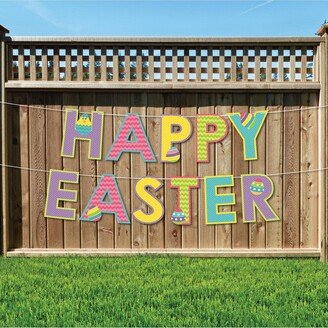 Big Dot Of Happiness Hippity Hoppity - Large Easter Bunny Decor - Happy Easter Outdoor Letter Banner