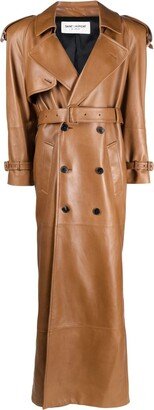 Long Leather Trench Coat