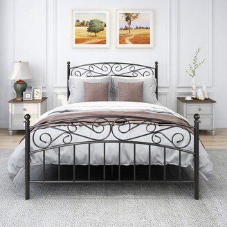 Queen Metal bed frame platform with headboard and footboard, heavy duty