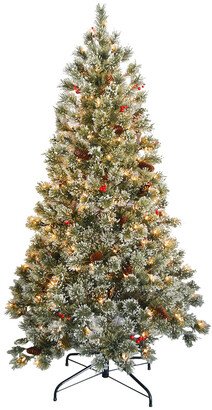 National Tree Company 6Ft Crystal Cashmere Tree With Pine Cones, Red Berries & 200 Clear Lights