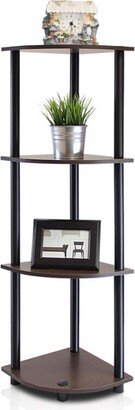 Turn-N-Tube 4-Tier Corner Display Rack Multipurpose Shelving Unit, Dark Brown Grain/Black