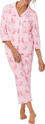 Print Organic Cotton Jersey Crop Pajamas