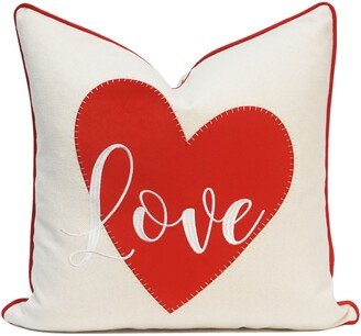 Love Heart Applique Linen Look Pillow Home Décor. Contemporary Pillow. Valentine Accent 18x18 - Cover Only
