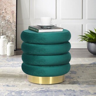 Adeco Round Storage Ottoman Removable Lid Vanity Makeup Footstool