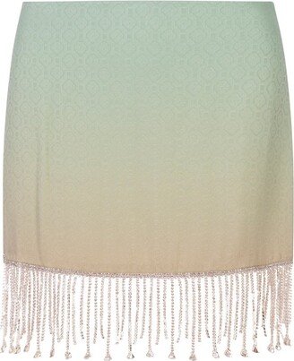 Monogram Jacquard Fringed Mini Skirt