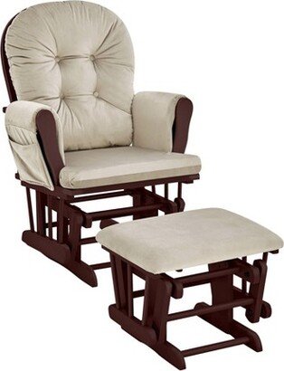 Mason Glider and Ottoman - Espresso Wood and Beige Fabric