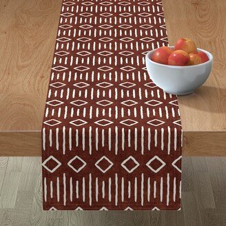 Table Runners: Diamond Mud Cloth Table Runner, 108X16, Brown