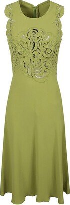 Cut-Out Detailed Round Neck Sleeveless Dress