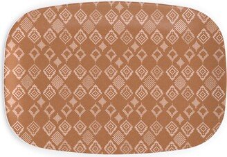 Serving Platters: Boho Fair Isle - Rust Serving Platter, Orange