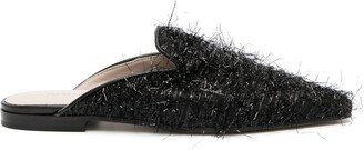 Textured-Finish Square-Toe Mules-AA