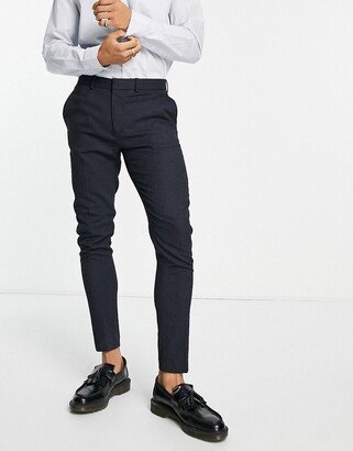 wedding super skinny suit pants in dark navy micro texture