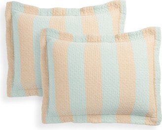 Set of 2 Cool Stripe Cotton Matelassé Shams