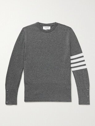 Slim-Fit Striped Grosgrain-Trimmed Cashmere Sweater