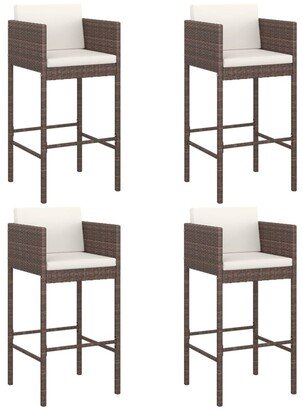 TONWIN Patio Bar Stools, 2 /4 Pc Outdoor All Weather Rattan Chairs W/ Cushion